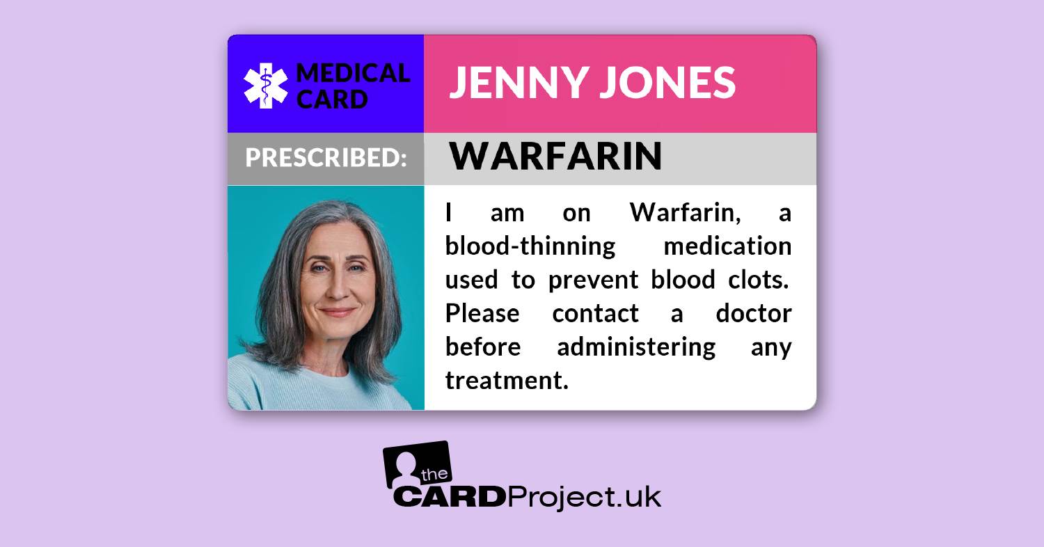 Warfarin Medicine Alert Card (FRONT)